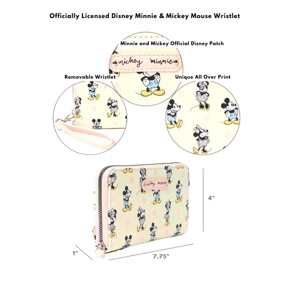 Disney Women's Minnie Mouse Zip Around Wallet All-Over - Picture 5 of 5